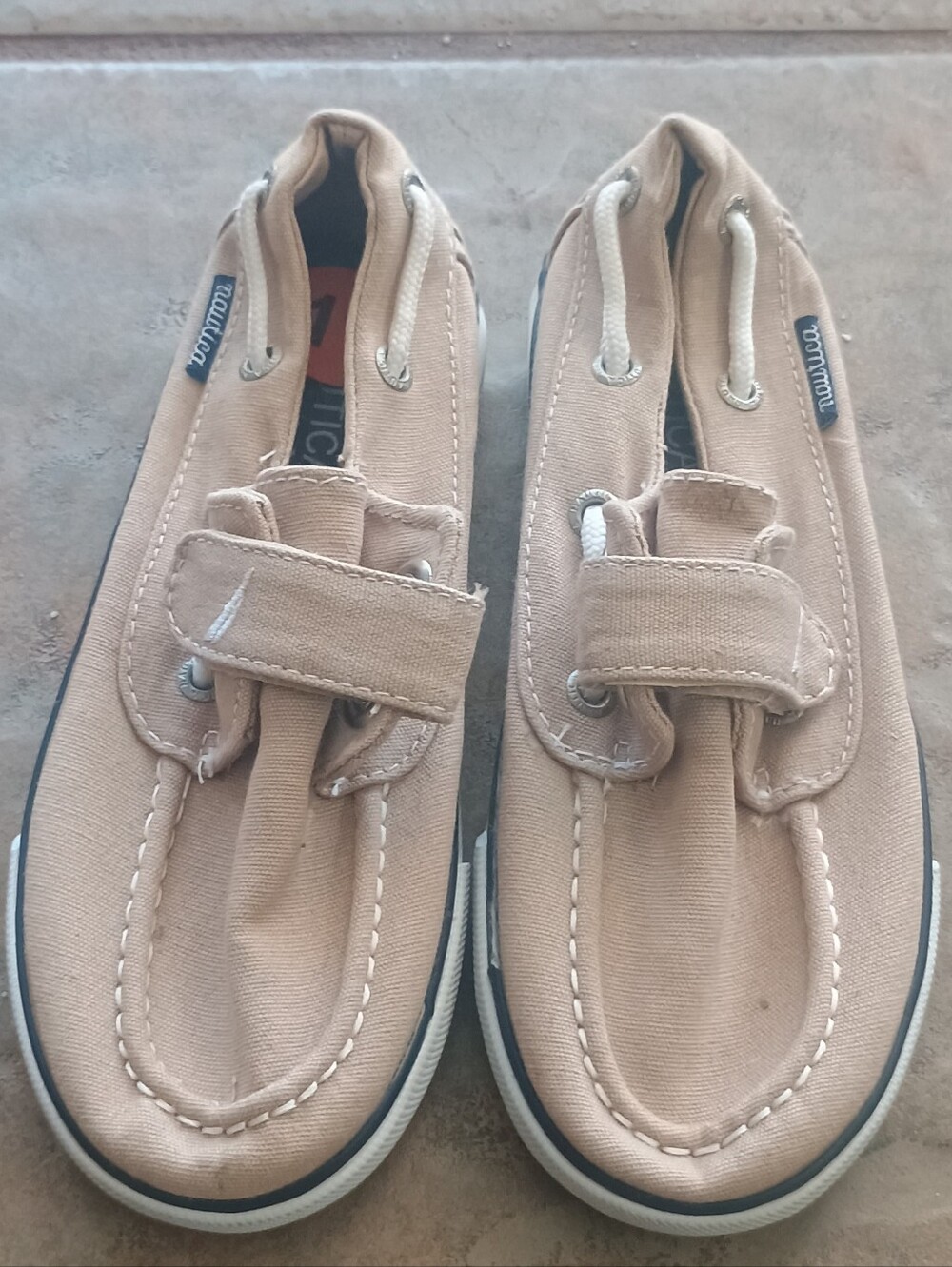 Nautica Kids Beige Canvas Slip-On Sneakers